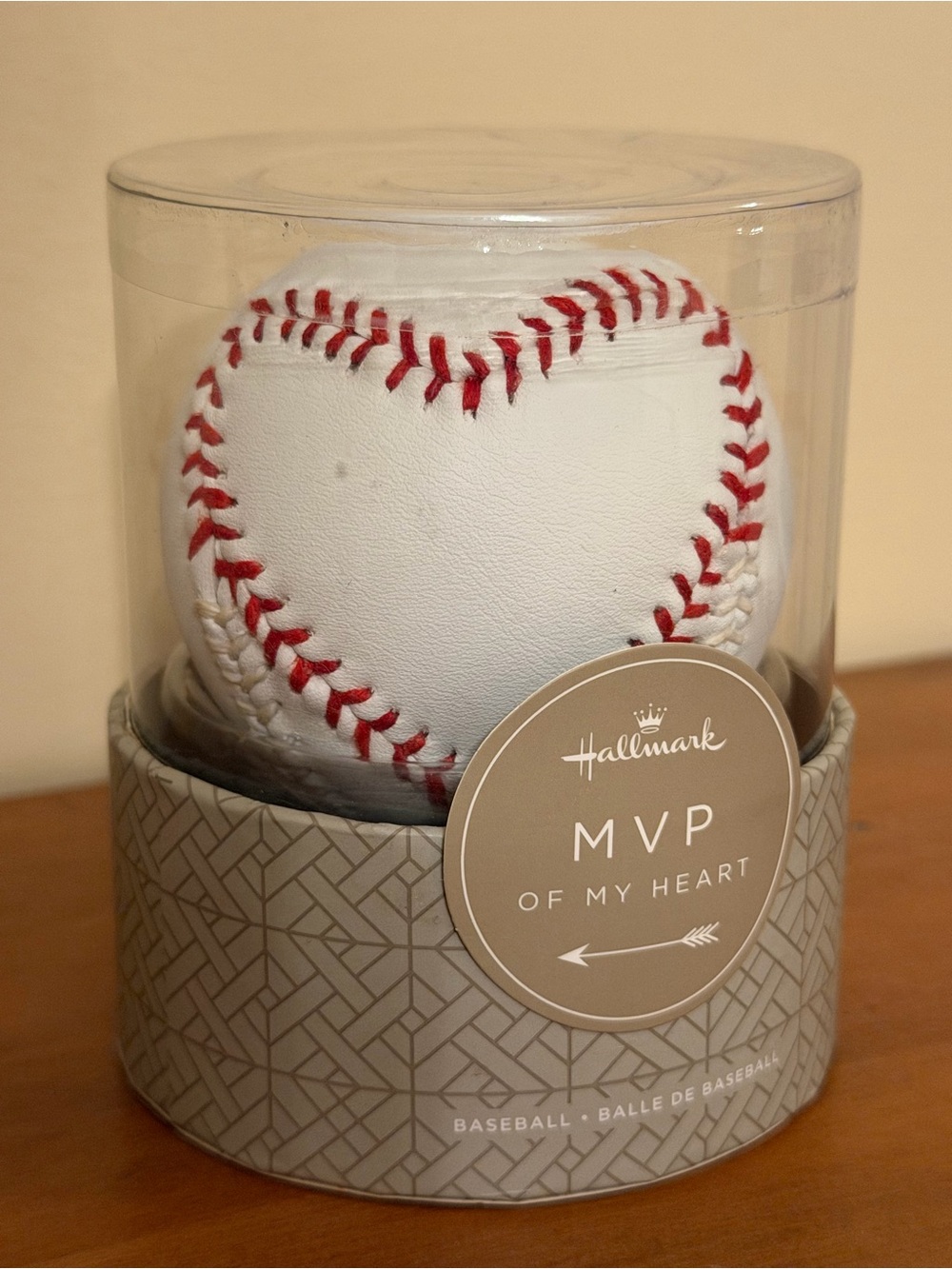 Hallmark White Baseball with Red Heart Stitching